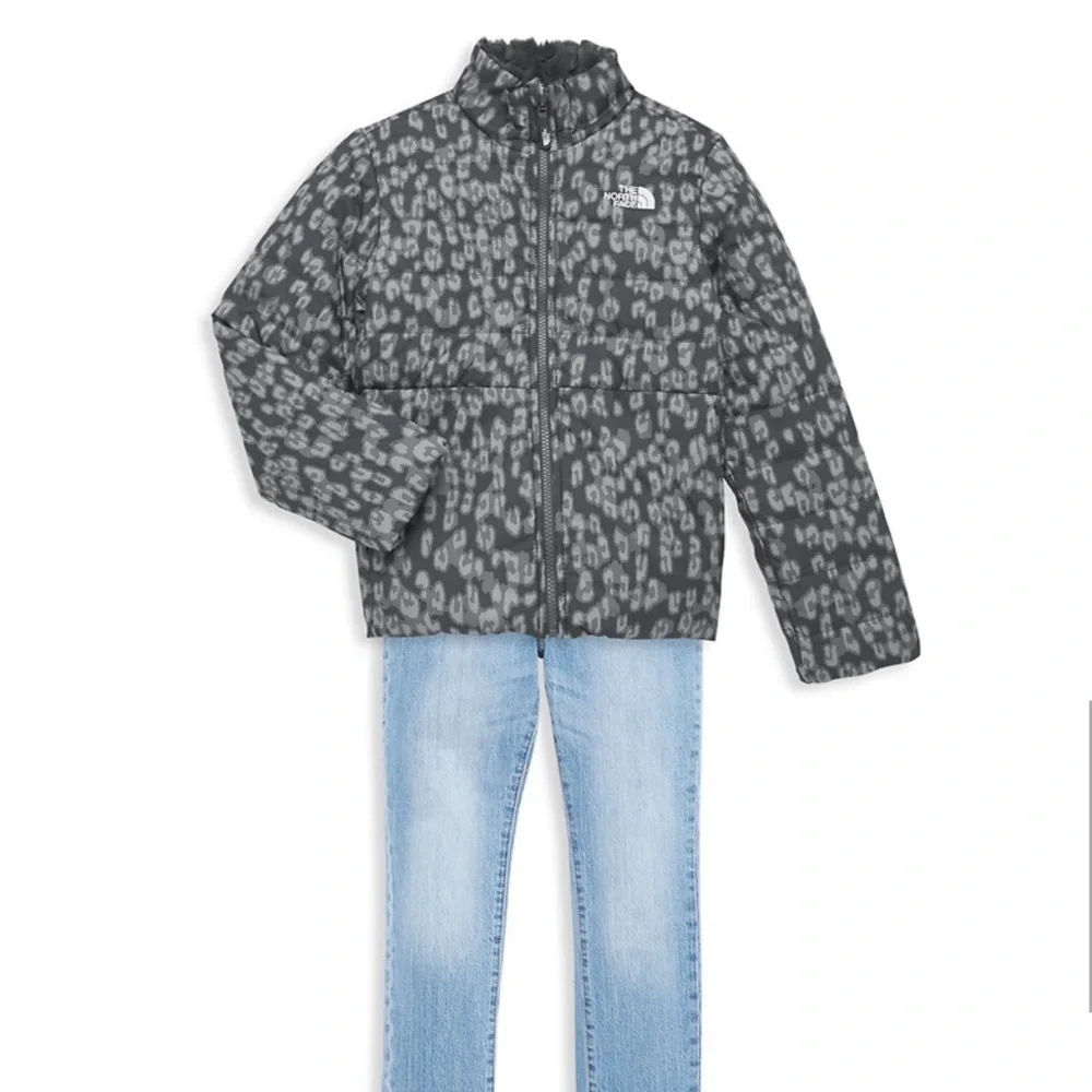 The North Face Little Girl's & Girl's Reversible Mossbud Cheetah Print coat